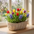 Rieten mand, wit geverfd, plantenmand, 38×18×12 cm | Floristik24.nl