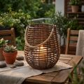 Decoratieve lantaarn, kaarsdecoratie met handvat, lantaarn in mand Ø23cm H27cm | Floristik24.nl