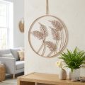 Wanddecoratie "Varen" metaal roségoud om op te hangen, stijlvolle decoratieve ring, modern design, Ø52cm | Floristik24.nl