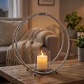Lantaarn metalen kandelaar zilver glas Ø33cm | Floristik24.nl