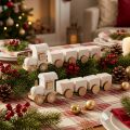 Houten treindeco kersttrein wit L20cm H6cm 2st | Floristik24.nl