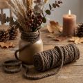 Pluizig Mirabell wollen koord, bruin, 25 meter decoratief lint voor bloemschikken en knutselprojecten. | Floristik24.nl