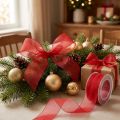 Organza lint cadeaulint decoratief lint zelfkant rood 50m | Floristik24.nl