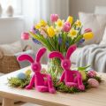 Decoratief zittend konijn als blikvanger voor de lente in de woonkamer of op kantoor, 22 cm, 2 stuks | Floristik24.nl