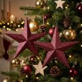 Decoratieve hanger met glitterster, bordeauxrood, 21 cm, 2 stuks | Floristik24.nl