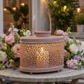 Sierlantaarn ovaal roze lantaarn tafeldecoratie metaal 27×16×23cm | Floristik24.nl