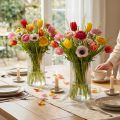 Glazen vazen decoratieve vazen heldere groeven decor Ø12cm H19cm 2st | Floristik24.nl