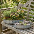 Bloemenschaal metaal zinken dienblad antiek set van 2 L45cm/59cm | Floristik24.nl