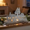 Kerstdecoratie huisjes, theelichthouder metaal L20cm | Floristik24.nl