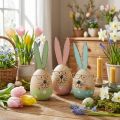 Paashaas met bril decoratief figuur houten ei Ø5cm H13.5cm 3st | Floristik24.nl
