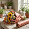Bloemenzijde 75cm geruit rood 8kg | Floristik24.nl