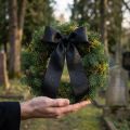 Zwart kranslint 125mm 25m - Elegant rouwlint voor bloemisterij en decoratie, acetaatlint | Floristik24.nl