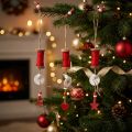 Kerstversiering draadhaspel voor ophanging rood 4st | Floristik24.nl