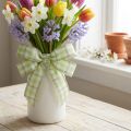 Decoratief lint geruit ruitlint groen/wit/paars 20mm 15m | Floristik24.nl