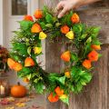 Kunstmatige Physalis-krans, oranje en groen, Ø28 cm, herfstdecoratie | Floristik24.nl