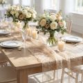 Deco fleece Sizoweb tafelloper beige 30cm 5m | Floristik24.nl