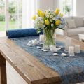 Deco fleece Sizoweb tafelloper blauw 30cm 5m | Floristik24.nl