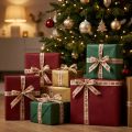 Kerstlint “Ho Ho Ho” cadeaulint beige 15mm 15m | Floristik24.nl