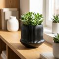 Bloempot keramiek groeven zwart Ø10cm H8,5cm | Floristik24.nl