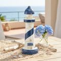 Maritieme tafeldecoratie met vuurtorenmotief, blauw-wit, Ø10,5 cm, h28,5 cm | Floristik24.nl