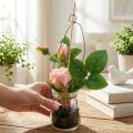Roos in een glas Rosa H23cm | Floristik24.nl