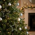 Kerstdecoratie sterhanger zilver glitter 17,5cm 9 st | Floristik24.nl