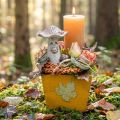 Houten plantenbak, shabby chic stijl, geel, 11×14,5×14 cm | Floristik24.nl