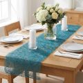 Deco fleece Sizoweb tafelloper petrol blauw 30cm 5m | Floristik24.nl