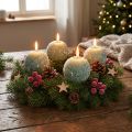 Set van 4 groene bolkaarsen 8 cm glitter sneeuwbal kerstdecoratie adventskaarsen | Floristik24.nl