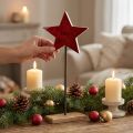Sterdecoratie naturel rood met staaf op voet 20x9,5x50cm | Floristik24.nl