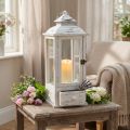 Decoratieve lantaarn vintage met lade wit 20×20cm H51cm | Floristik24.nl