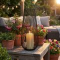 Kaarshouder zwarte decoratieve lantaarn met handvat Ø22cm H52cm | Floristik24.nl