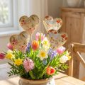 Bloemplug hart decoratieve plug hart bloemen 8×1,5×8cm 4 st | Floristik24.nl