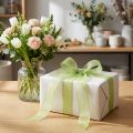 Organza lint groen cadeaulint zelfkant limoengroen 25mm 50m | Floristik24.nl