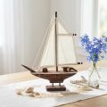 Zeilboot decoratie schip grenen hout bruin 32×5×41cm | Floristik24.nl