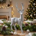 Decoratiefiguur hert zilver glitter 25cm x 12cm | Floristik24.nl