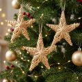 Decoratieve sterren 11cm kerstboomversiering van natuurlijk rotan, set van 6 | Floristik24.nl