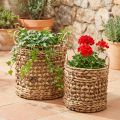 Set van 2 plantenmanden van zeegras en waterhyacint Ø31/26cm - decoratieve mand, bloemenmand, opbergruimte, milieuvriendelijk, natuurlijk | Floristik24.nl