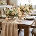 Tafellint goud beige gerafeld vintage B47cm L1,5m | Floristik24.nl