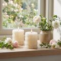 Witte rustieke pilaarkaarsen 80/65 set van 2 veilige vintage decoratie | Floristik24.nl