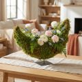 Decoratieve plantenbak van mos, halvemaanvorm met metalen voet, natuurlijke decoratie voor woonruimtes en feesten, 40×15×30cm | Floristik24.nl
