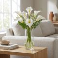 Kunstmatige callalelie met gele meeldraden, decoratieve bloemen, 35 cm, 10 stuks | Floristik24.nl