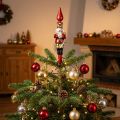 Kerstboomtopper: notenkrakerfiguur in rood, 28 cm, van echt glas. | Floristik24.nl