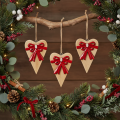 Houten hartje met strik, hangend hartje, 14 cm, 3 stuks | Floristik24.nl