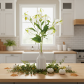 Kunstmatige Gloriosa-bloem, wit en geel, elegante bloeiende tak voor decoratie, 80 cm, 3 stuks | Floristik24.nl