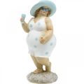 Floristik24 Dame met hoed, zeedecoratie, zomer, badfiguur blauw/wit H27cm