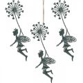 Floristik24 Lentedecoratie, elf met paardenbloem, decoratiehanger bloemenfee, metalen decoratie 3st
