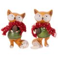 Decoratieve vos met sjaal en dennenappel, 10 cm, 2 stuks | Floristik24.nl