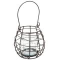 Floristik24 Tuinlantaarn, zwart metaal met windlicht, Ø14cm H12,5cm
