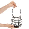 Tuinlantaarn, zwart metaal met windlicht, Ø14cm H12,5cm | Floristik24.nl